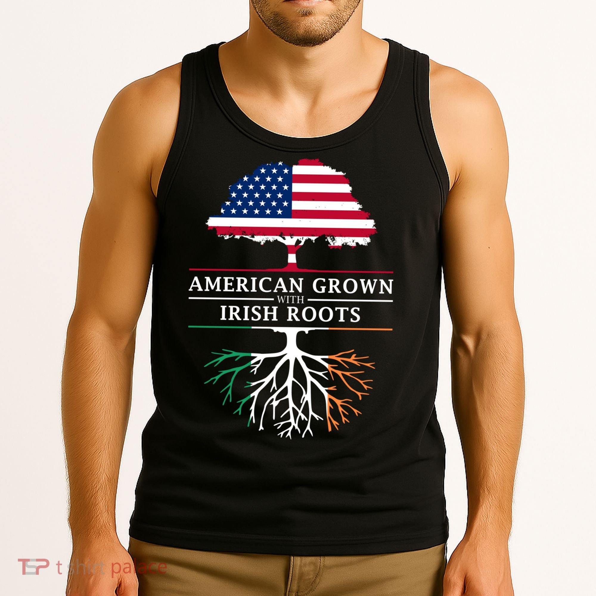 Funny American Grown With Irish Roots Ireland Gift Tank Top