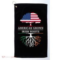 Funny American Grown With Irish Roots Ireland Gift Golf Towel thumb 0