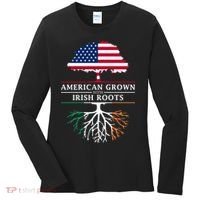 Funny American Grown With Irish Roots Ireland Gift Women's Long Sleeve Shirt thumb 0