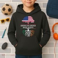 Funny American Grown With Irish Roots Ireland Gift Kids Hoodie thumb 2