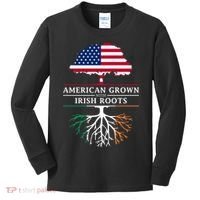 Funny American Grown With Irish Roots Ireland Gift Kids Long Sleeve Shirt thumb 0