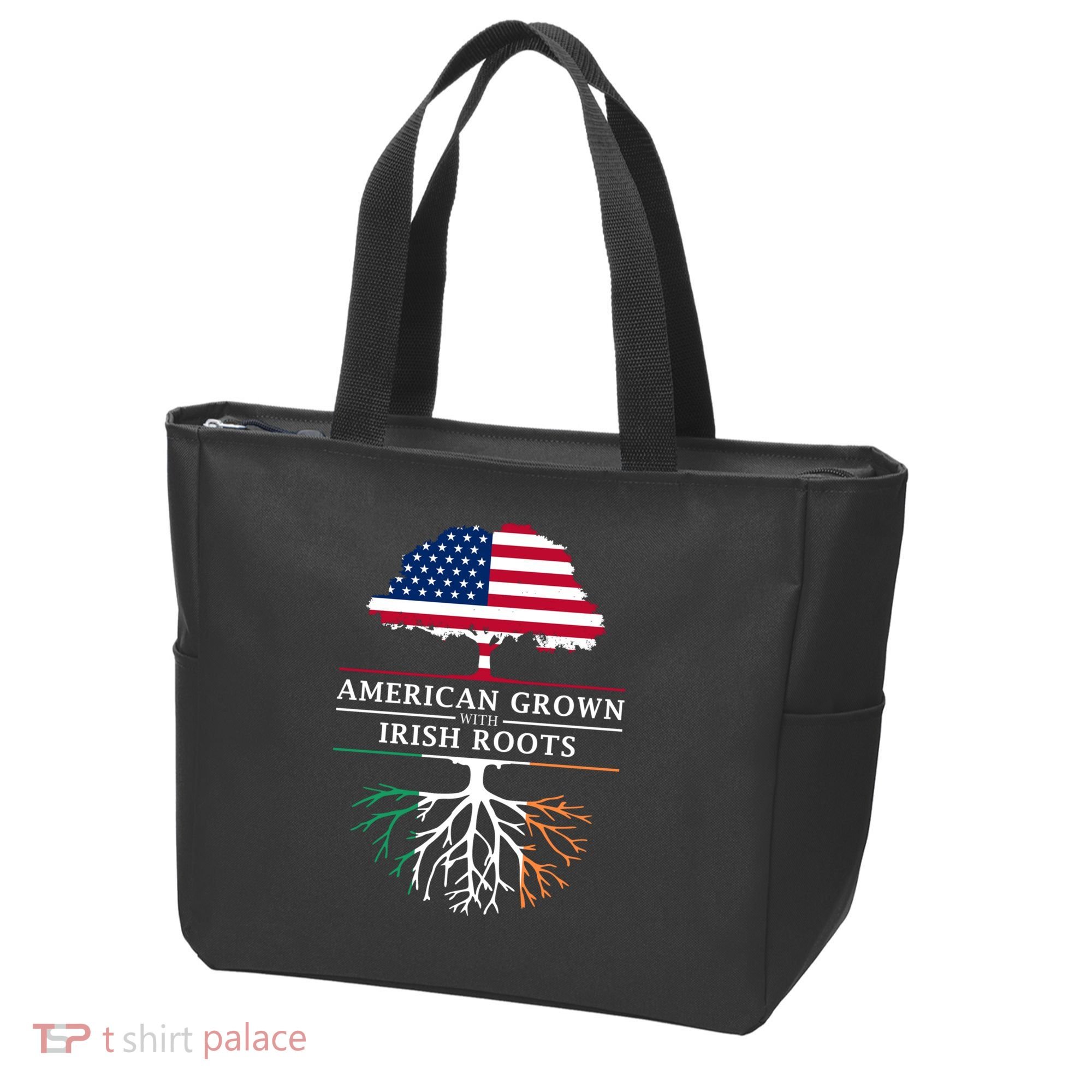 Funny American Grown With Irish Roots Ireland Gift Tote Bag