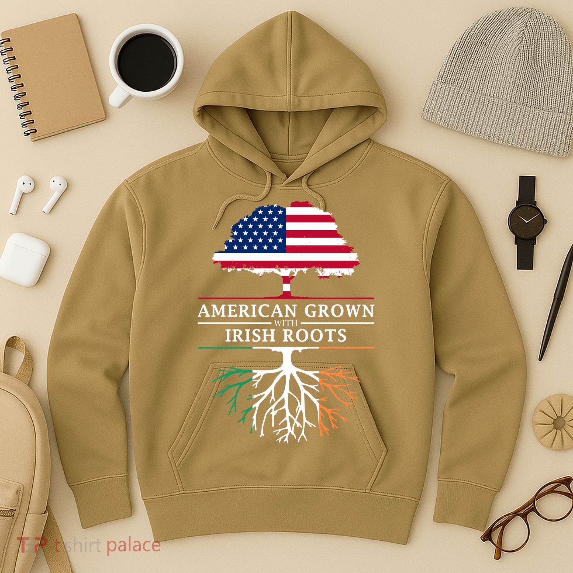 Funny American Grown With Irish Roots Ireland Gift Hoodie