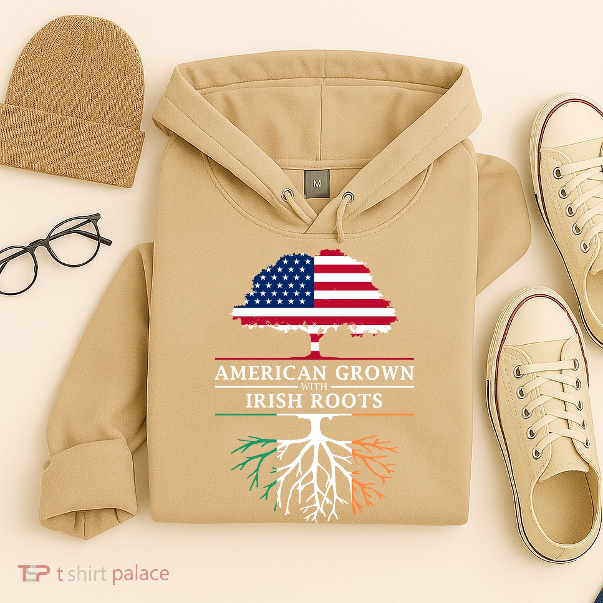Funny American Grown With Irish Roots Ireland Gift Hoodie