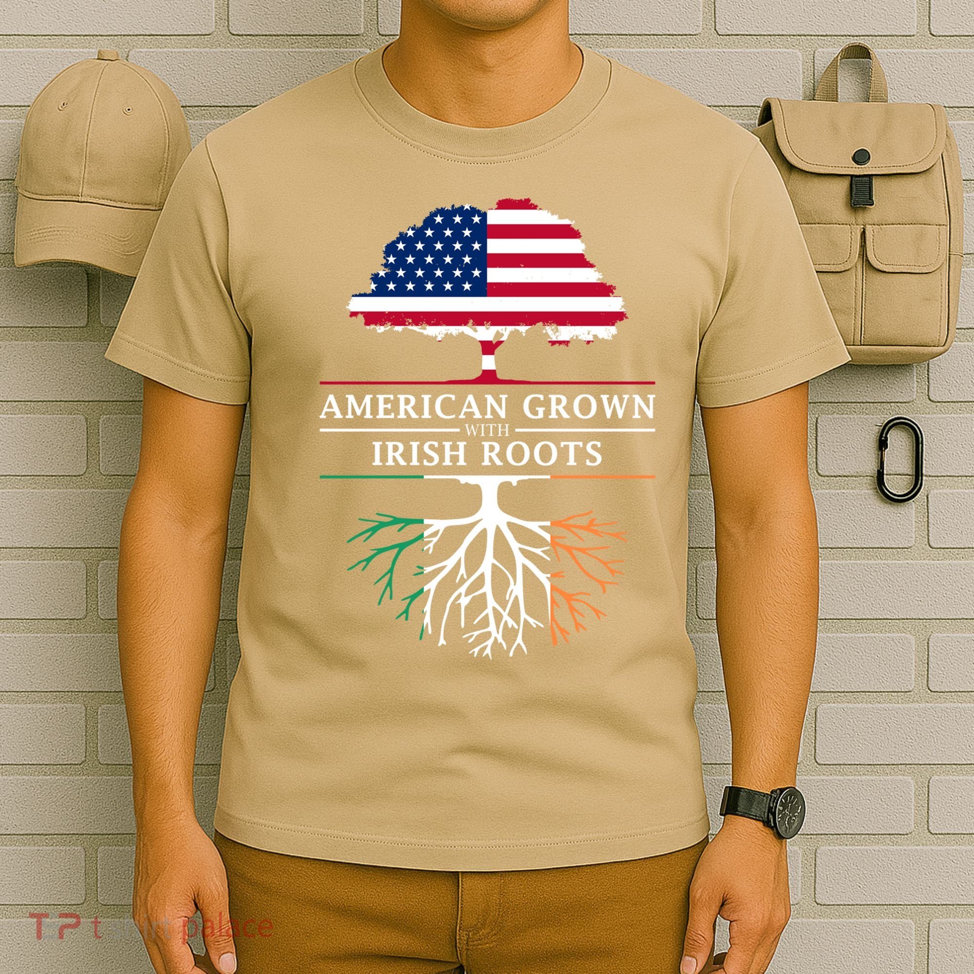 Funny American Grown With Irish Roots Ireland Gift T-Shirt