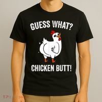 Funny Animal Guess What Chicken Butt Cute Chickens Buffs T-Shirt thumb 3