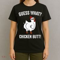Funny Animal Guess What Chicken Butt Cute Chickens Buffs T-Shirt thumb 4