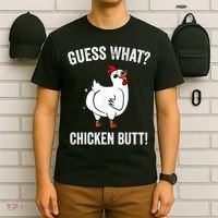 Funny Animal Guess What Chicken Butt Cute Chickens Buffs T-Shirt thumb 6