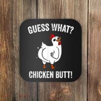 Funny Animal Guess What Chicken Butt Cute Chickens Buffs Coaster thumb 0