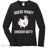 Funny Animal Guess What Chicken Butt Cute Chickens Buffs Women's Long Sleeve Shirt thumb 0