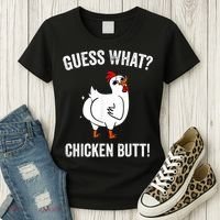 Funny Animal Guess What Chicken Butt Cute Chickens Buffs Women's T-Shirt thumb 3