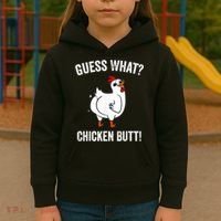 Funny Animal Guess What Chicken Butt Cute Chickens Buffs Kids Hoodie thumb 3
