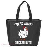 Funny Animal Guess What Chicken Butt Cute Chickens Buffs Tote Bag thumb 0