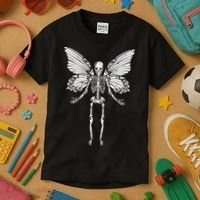 Fairycore Aesthetic Gothic Butterfly Skeleton Fairy Grunge Kids T-Shirt thumb 3