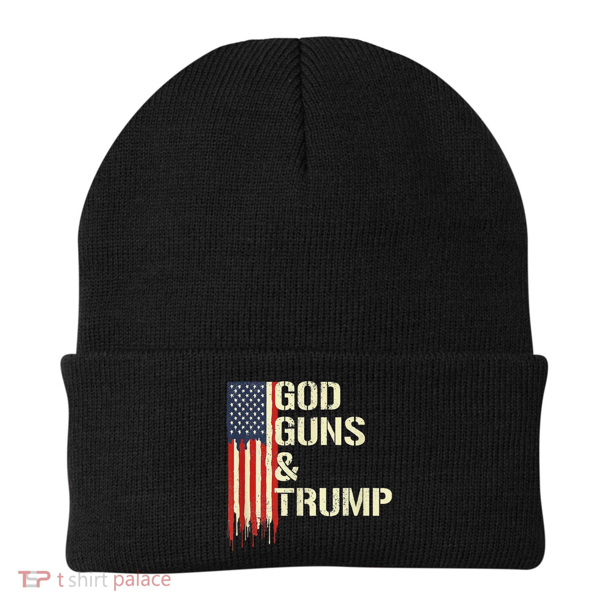 Flag American God Guns And Trump 2nd Amendment Beanie