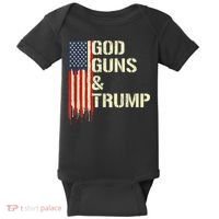 Flag American God Guns And Trump 2nd Amendment Baby Bodysuit thumb 0