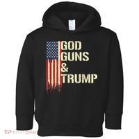 Flag American God Guns And Trump 2nd Amendment Toddler Hoodie thumb 0
