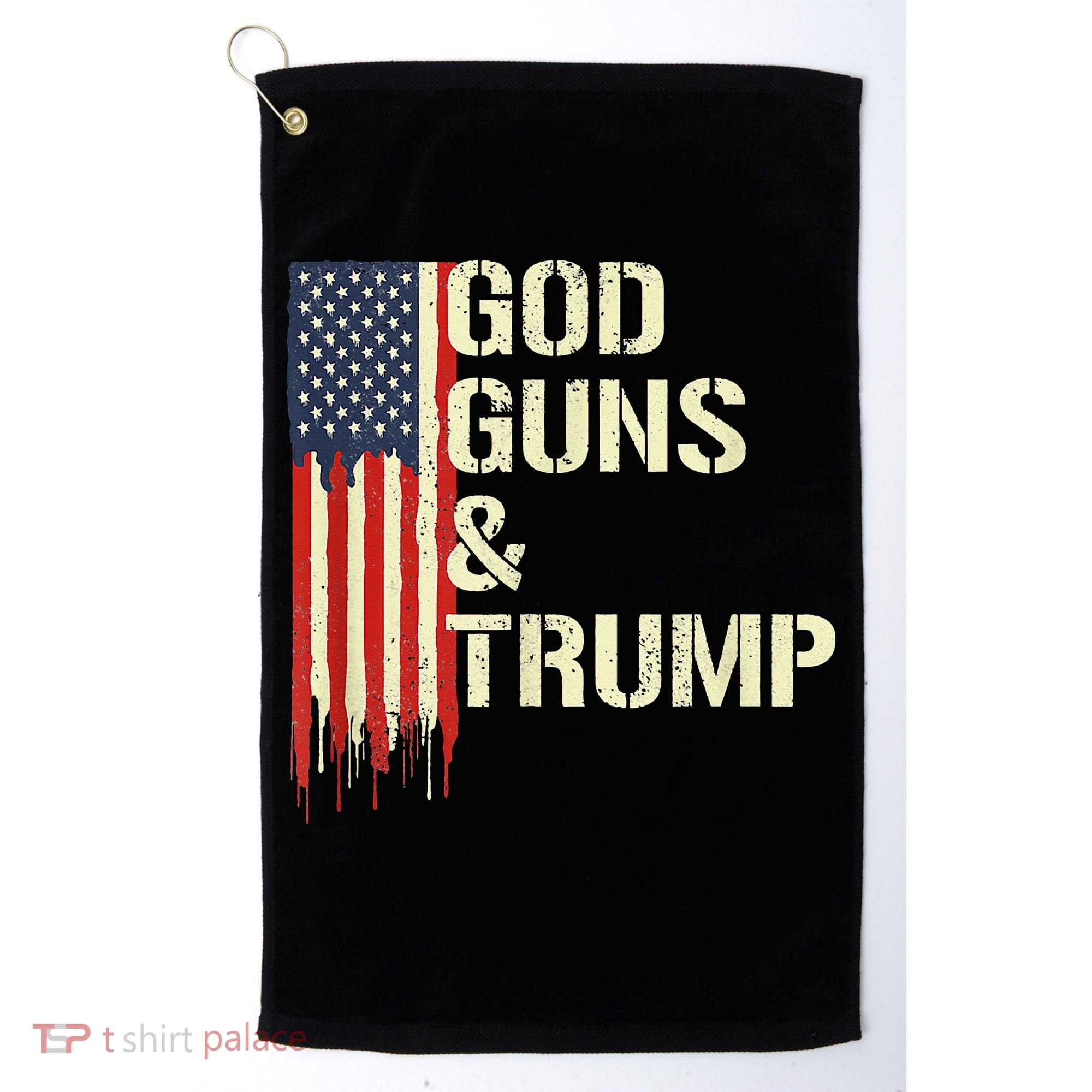 Flag American God Guns And Trump 2nd Amendment Golf Towel