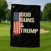 Flag American God Guns And Trump 2nd Amendment Golf Towel thumb 1