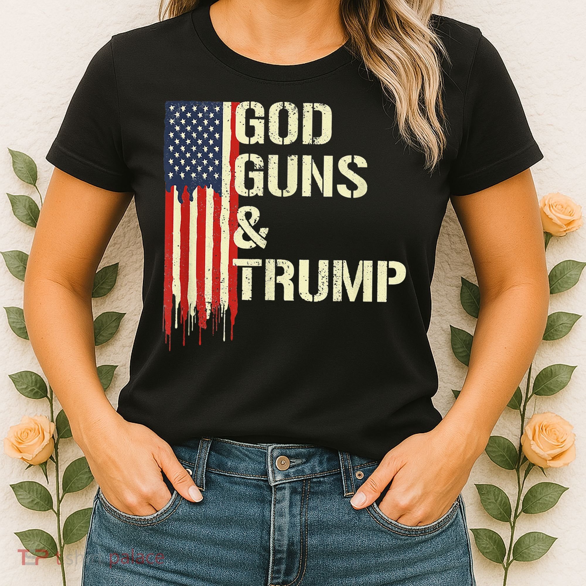 Flag American God Guns And Trump 2nd Amendment Women's T-Shirt
