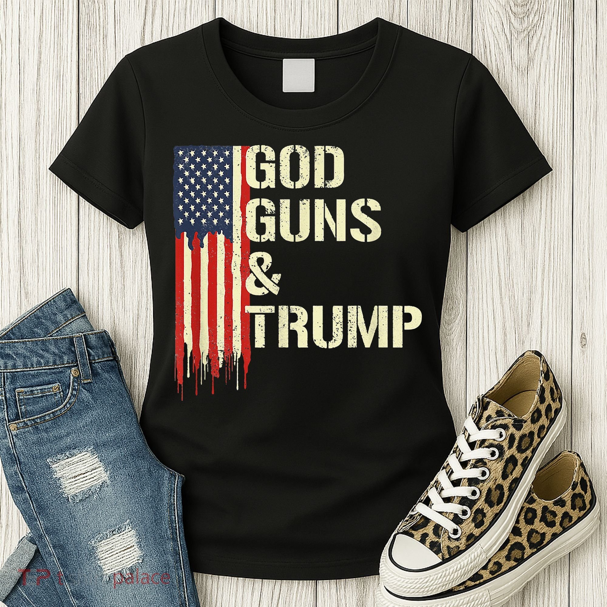 Flag American God Guns And Trump 2nd Amendment Women's T-Shirt