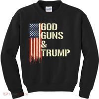 Flag American God Guns And Trump 2nd Amendment Kids Sweatshirt thumb 0