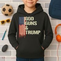 Flag American God Guns And Trump 2nd Amendment Kids Hoodie thumb 2