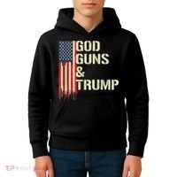 Flag American God Guns And Trump 2nd Amendment Kids Hoodie thumb 4