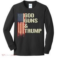 Flag American God Guns And Trump 2nd Amendment Kids Long Sleeve Shirt thumb 0