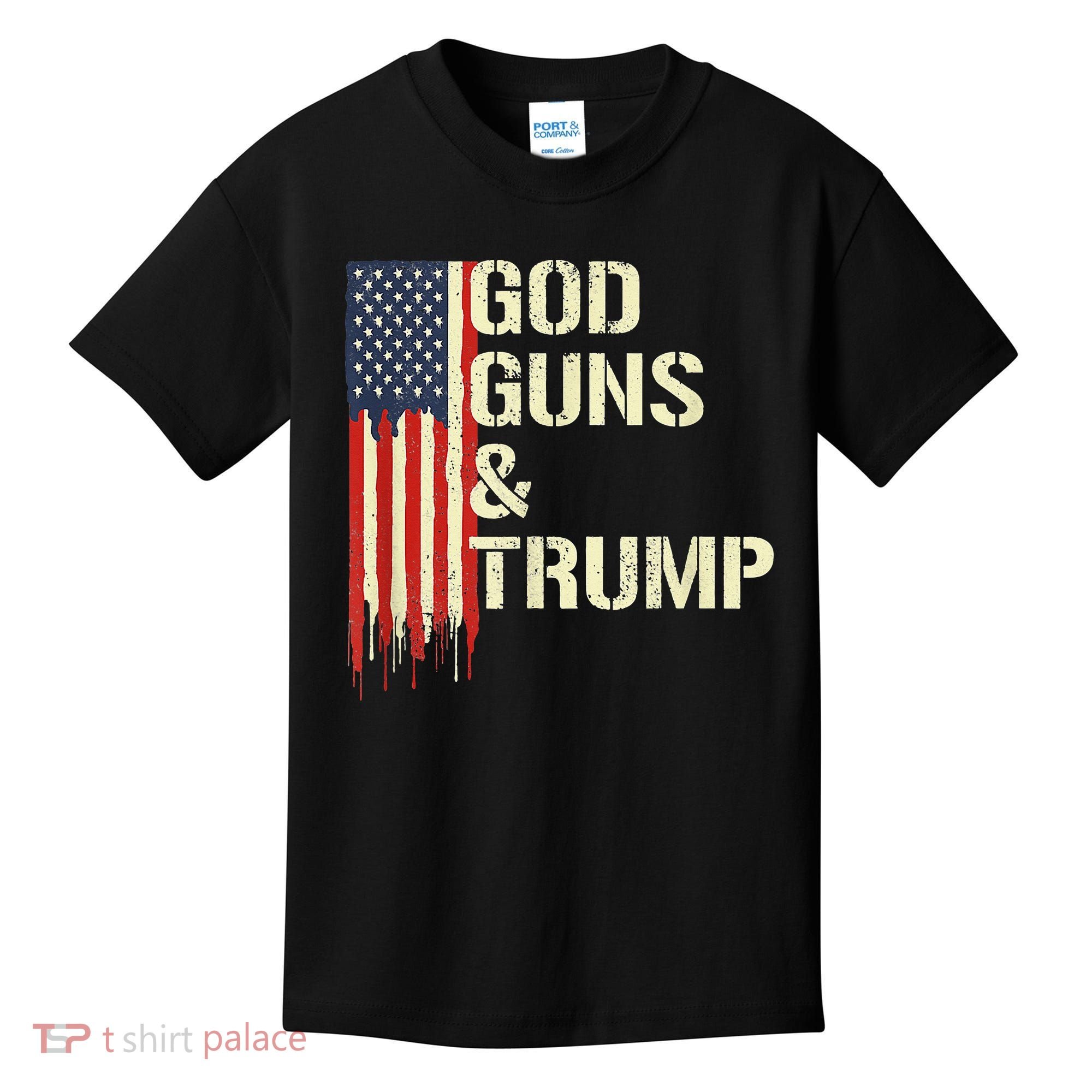 Flag American God Guns And Trump 2nd Amendment Kids T-Shirt