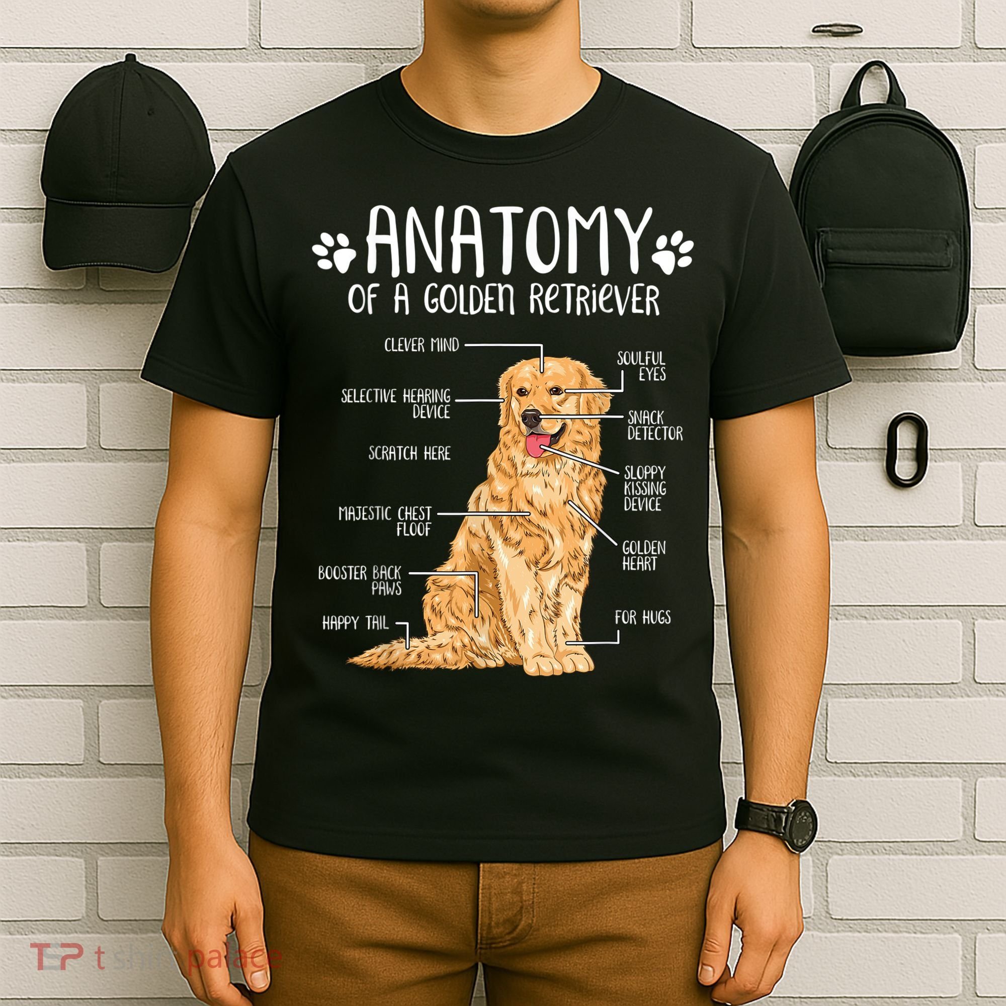 Funny Anatomy Golden Retriever Dog Lover T-Shirt