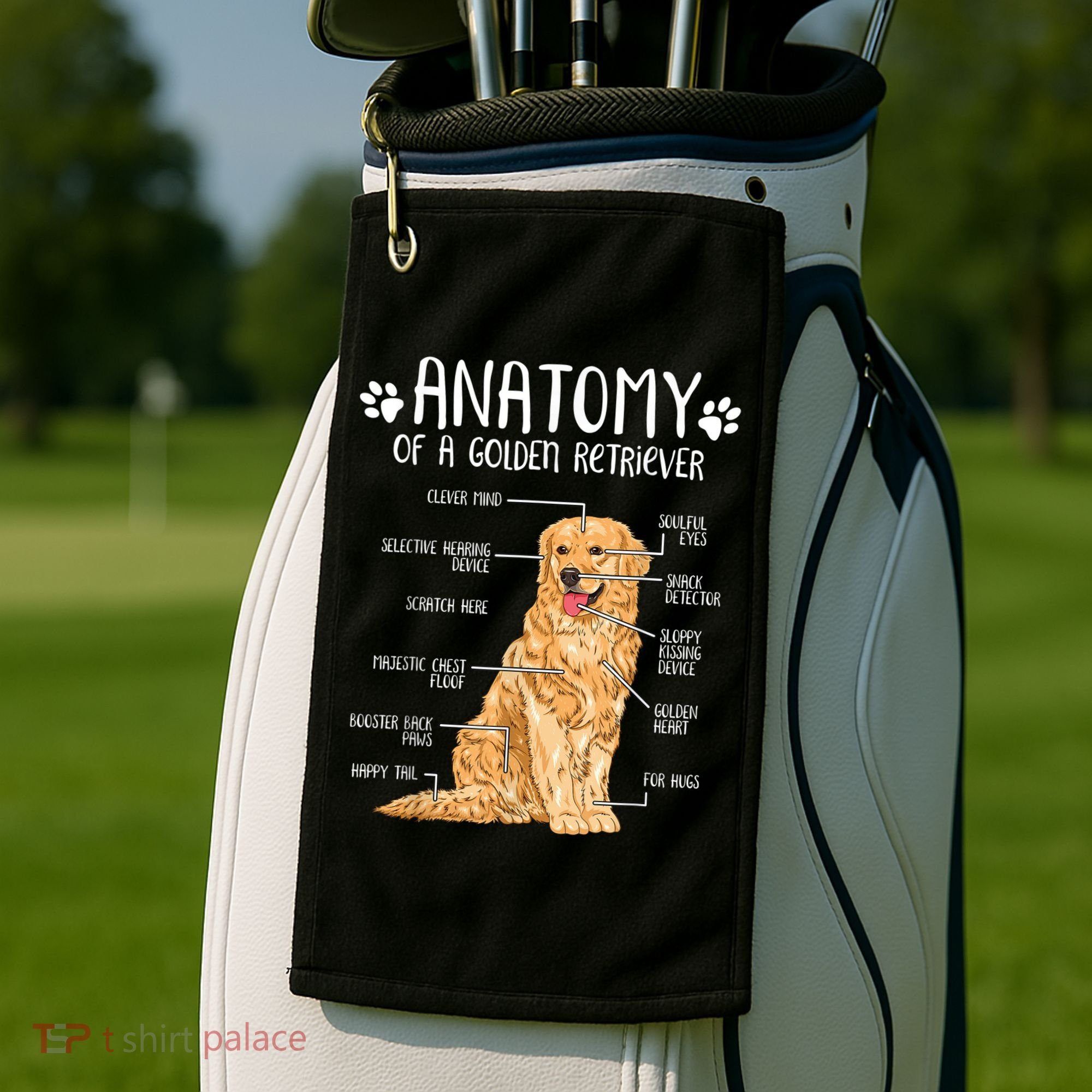Funny Anatomy Golden Retriever Dog Lover Golf Towel