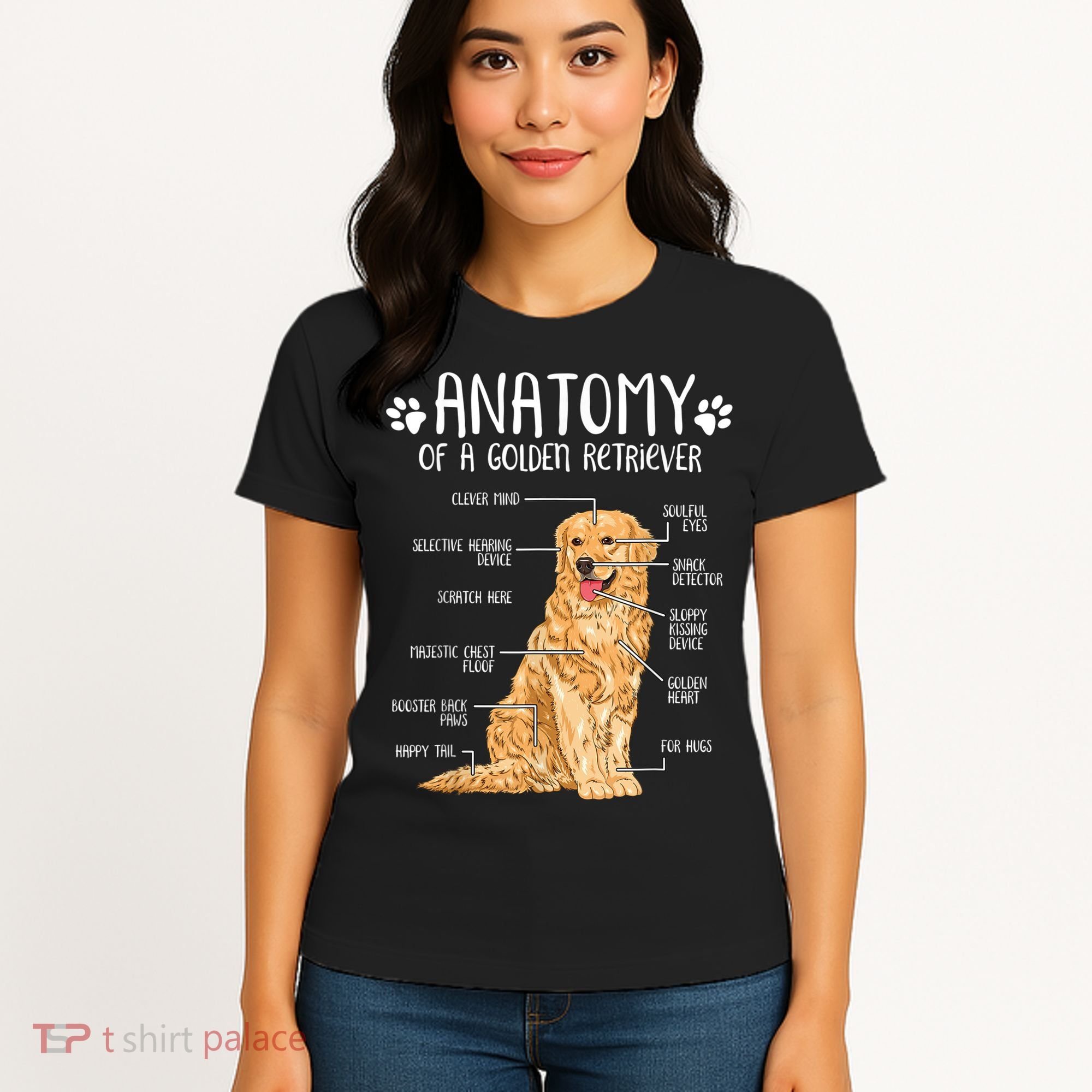 Funny Anatomy Golden Retriever Dog Lover Women's T-Shirt