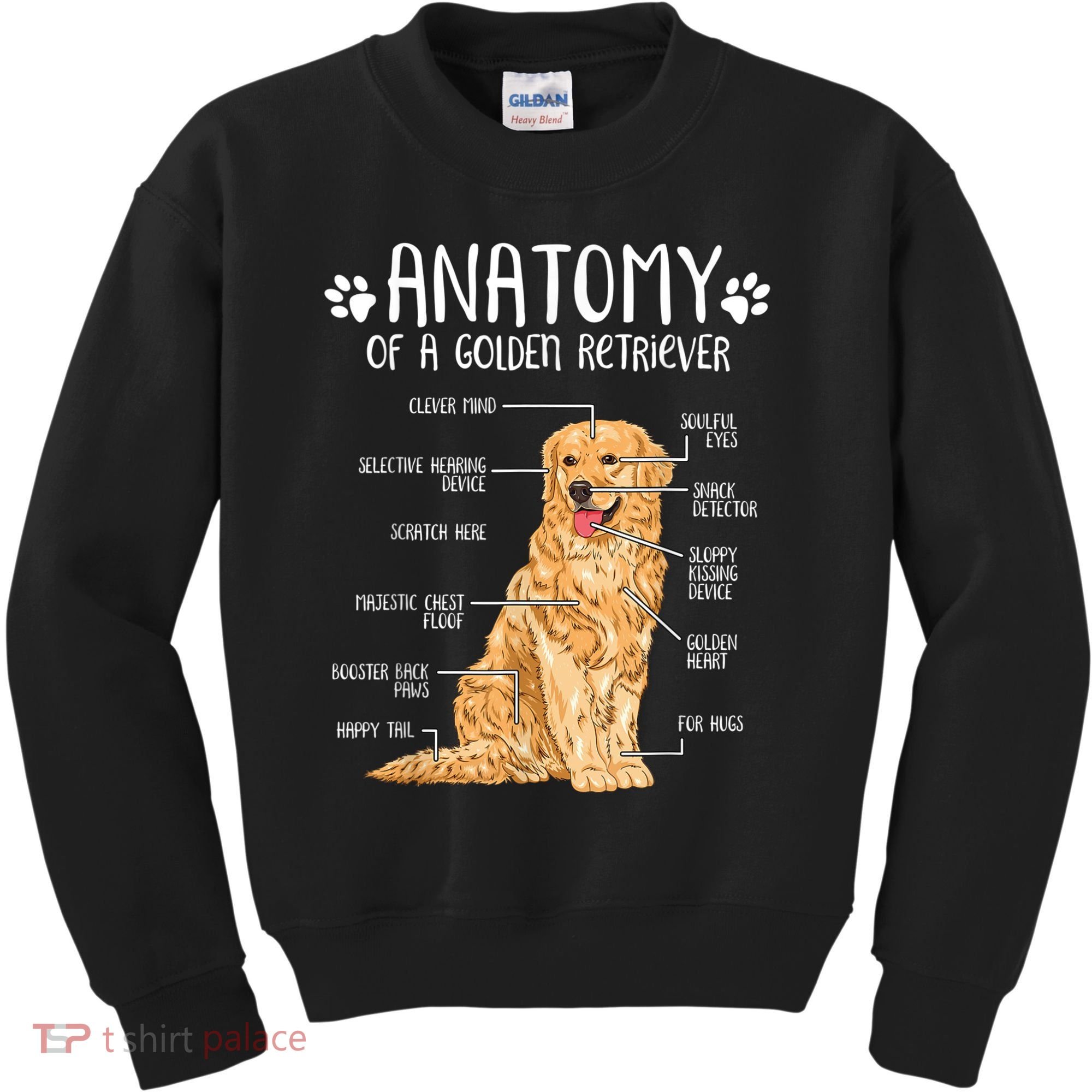 Funny Anatomy Golden Retriever Dog Lover Kids Sweatshirt