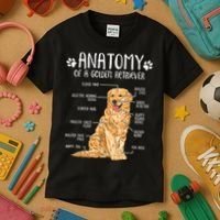 Funny Anatomy Golden Retriever Dog Lover Kids T-Shirt thumb 3