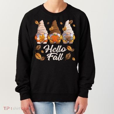 Funny Autumn Gnomes Autumn Leaves Hello Fall  Women's Sweatshirt