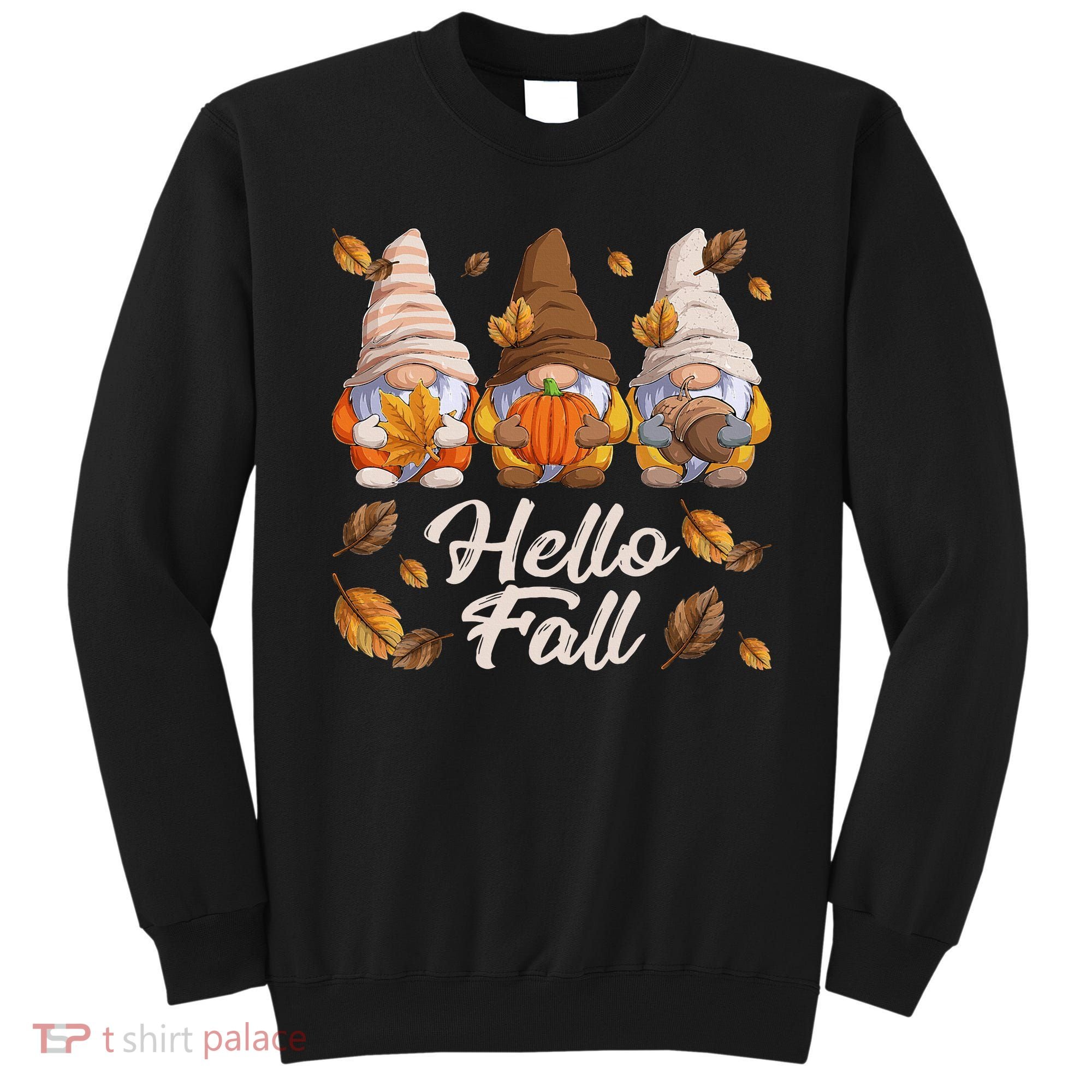 Funny Autumn Gnomes Autumn Leaves Hello Fall  Sweatshirt
