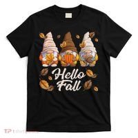 Funny Autumn Gnomes Autumn Leaves Hello Fall  T-Shirt thumb 0