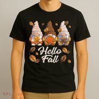 Funny Autumn Gnomes Autumn Leaves Hello Fall  T-Shirt thumb 3