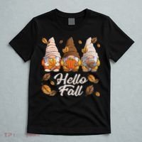 Funny Autumn Gnomes Autumn Leaves Hello Fall  T-Shirt thumb 5