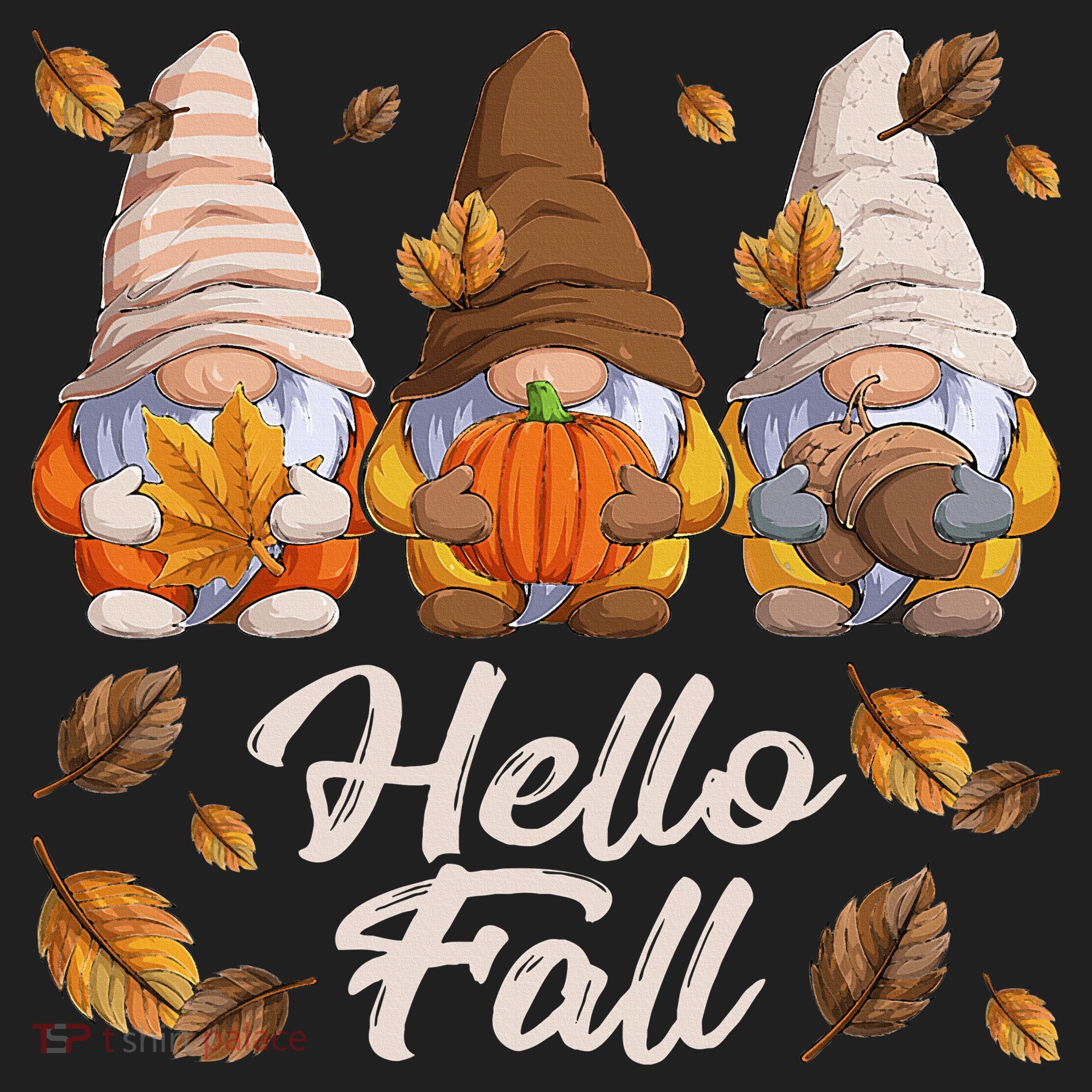 Funny Autumn Gnomes Autumn Leaves Hello Fall  Beanie