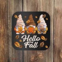 Funny Autumn Gnomes Autumn Leaves Hello Fall  Coaster thumb 0