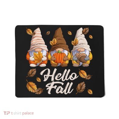 Funny Autumn Gnomes Autumn Leaves Hello Fall  Mousepad