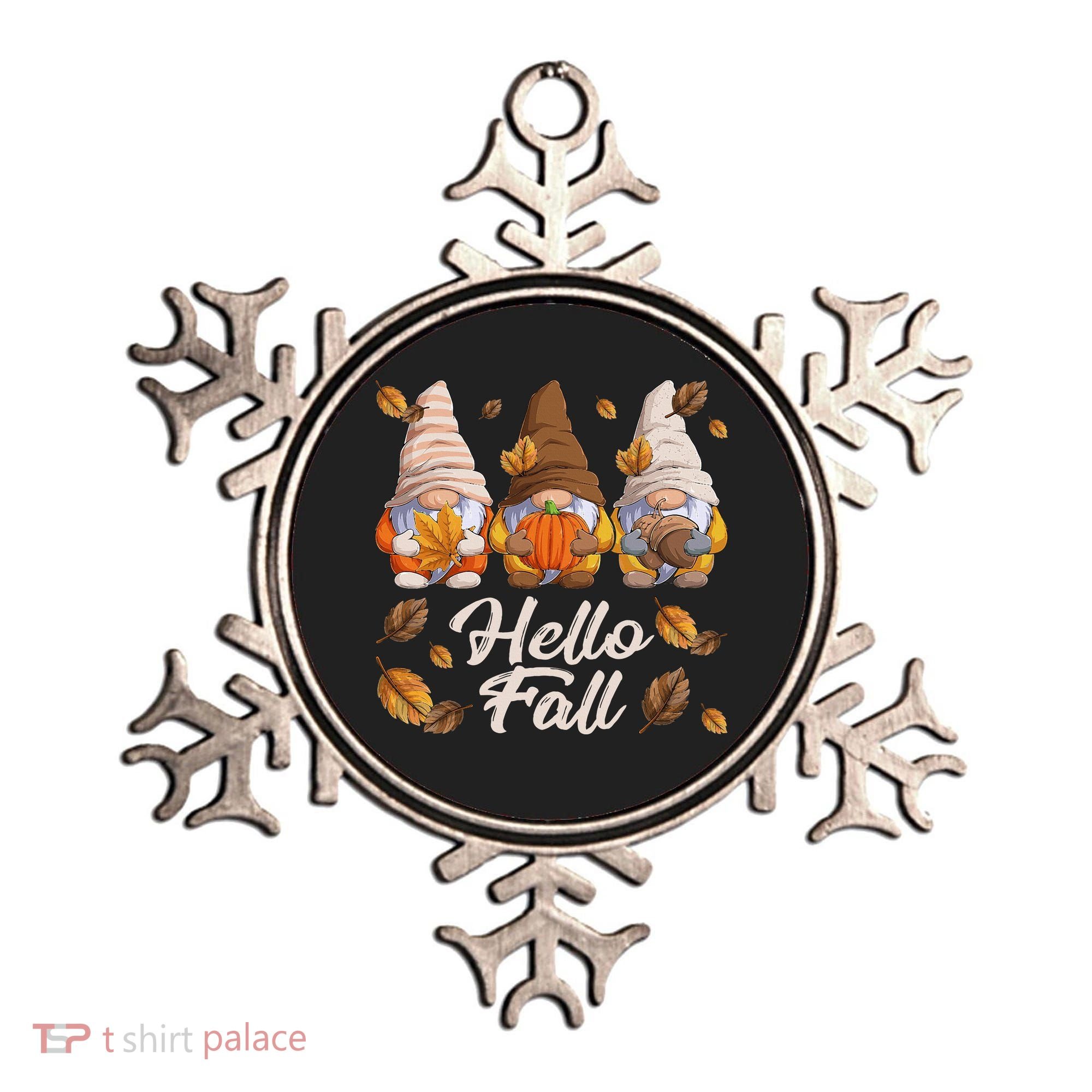 Funny Autumn Gnomes Autumn Leaves Hello Fall  Ornament