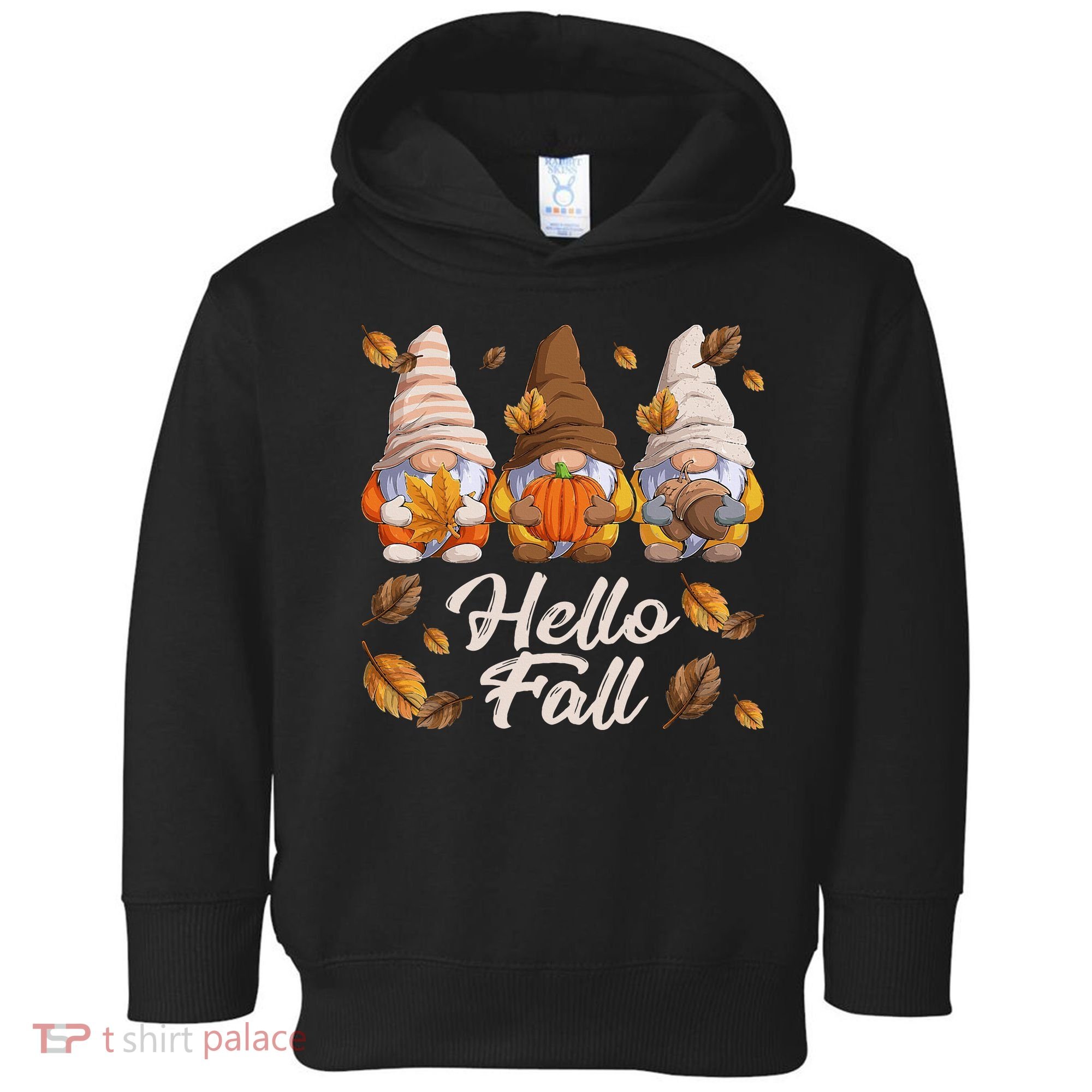 Funny Autumn Gnomes Autumn Leaves Hello Fall  Toddler Hoodie