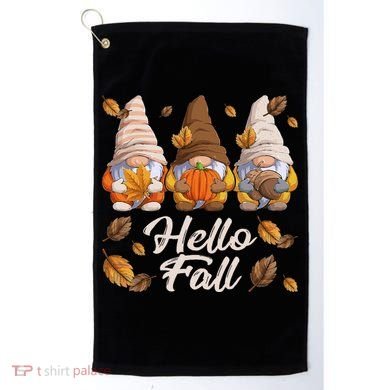 Funny Autumn Gnomes Autumn Leaves Hello Fall  Golf Towel