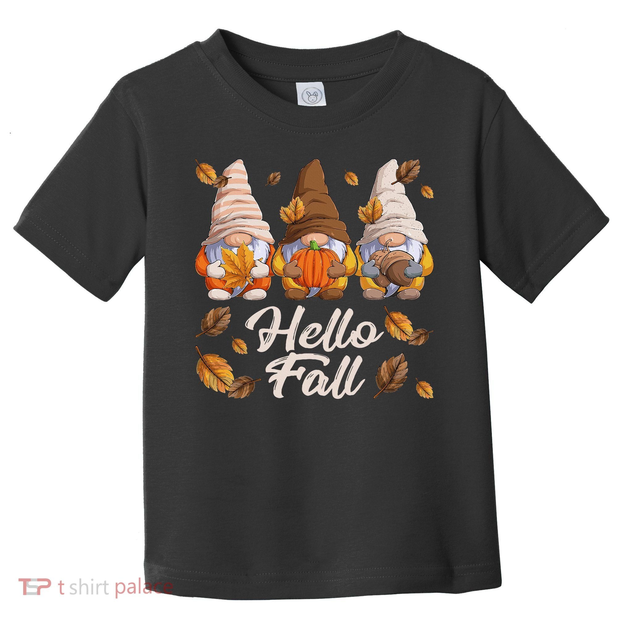 Funny Autumn Gnomes Autumn Leaves Hello Fall  Toddler T-Shirt