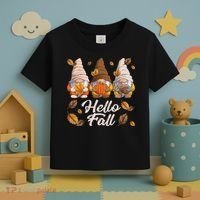 Funny Autumn Gnomes Autumn Leaves Hello Fall  Toddler T-Shirt thumb 3