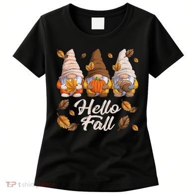 Funny Autumn Gnomes Autumn Leaves Hello Fall  Women's T-Shirt