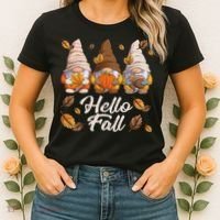 Funny Autumn Gnomes Autumn Leaves Hello Fall  Women's T-Shirt thumb 2